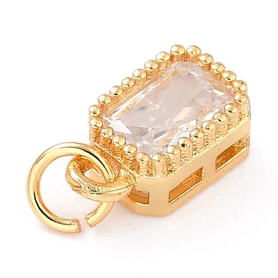 Real 18K Gold Plated Brass Inlaid Cubic Zirconia Charms X-ZIRC-L100-075G-03-1