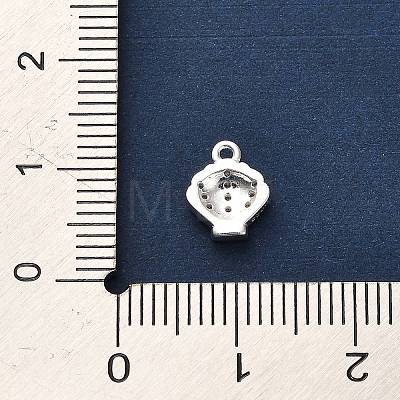 925 Sterling Silver Micro Pave Clear Cubic Zirconia Shell Shaped Charms STER-U009-09S-01-1