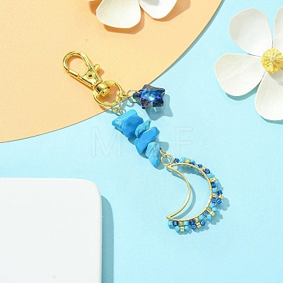 Moon Glass Seed Pendant Decorations HJEW-MZ00065-03-1