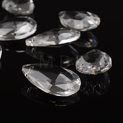 Faceted Teardrop Transparent Glass Pendants X-EGLA-R085-03-1
