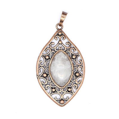 Retro Hollow Natural Quartz Crystal Pendants PW-WGEF371-06-1