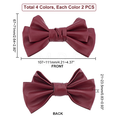   8Pcs 4 Colors Imitation Leather Bowknot Accessories DIY-PH0013-38-1
