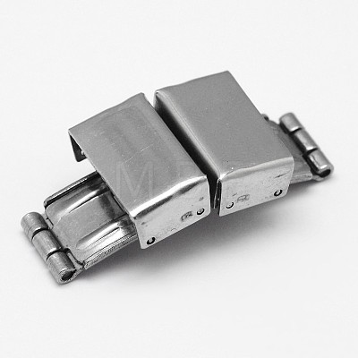 Rectangle 201 Stainless Steel Watch Band Clasps STAS-F067-05-1