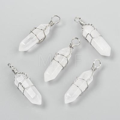 Natural Quartz Crystal Double Terminated Pointed Pendants G-J062-05P-1