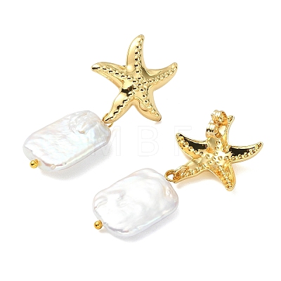 304 Stainless Steel and Natural Baroque Pearl Keshi Pearl Stud Earrings EJEW-JE07106-01-1