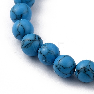 Round Synthetic Turquoise(Dyed) Stretch Beaded Bracelets BJEW-JB05408-04-1