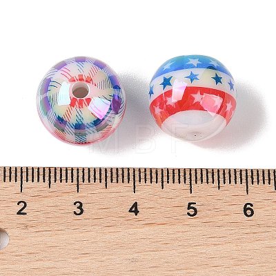 10Pcs UV Plating Colours Acrylic Beads OACR-S146-01G-1