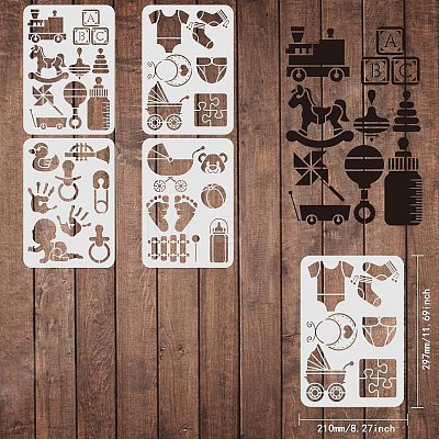 PET Hollow out Drawing Painting Stencils Sets for Kids Teen Boys Girls DIY-WH0172-443-1