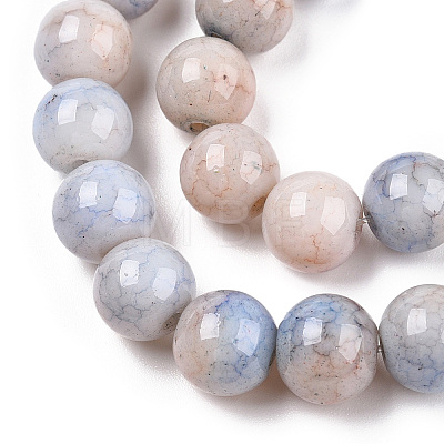 Opaque Crackle Glass Round Beads Strands X-GLAA-T031-01B-1