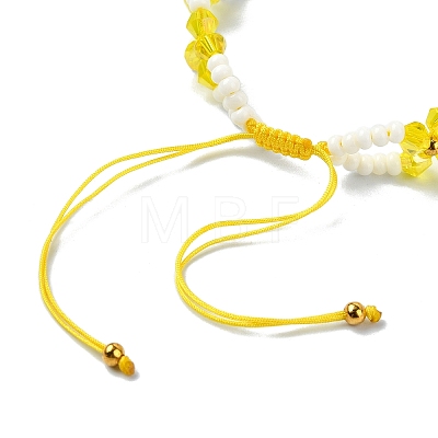 Woven Glass Flower Adjustable Braided Bead Bracelets for Women BJEW-MZ00100-01-1