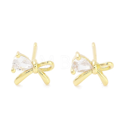 Brass Cubic Zirconia Stud Earrings for Women EJEW-S217-B03-1