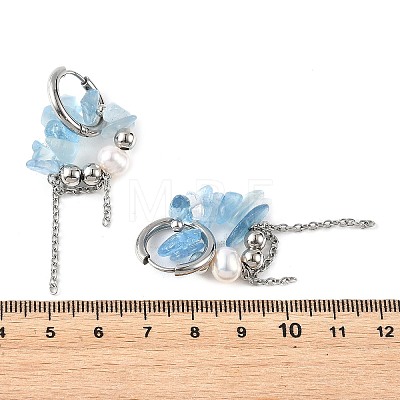 Natural Aquamarine Chips Drop Earrings EJEW-TA00817-03-1