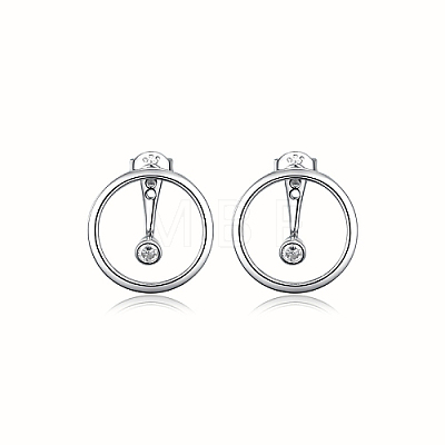 Ring Rhodium Plated 925 Sterling Silver Stud Earrings PB1316-7-1