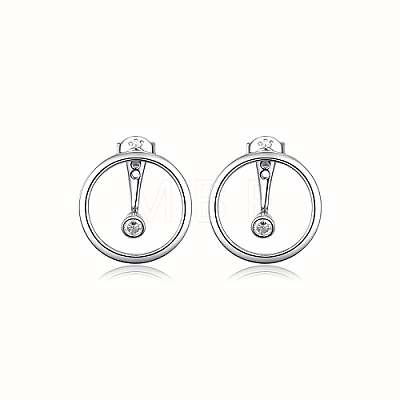 Anti-Tarnish Ring Rhodium Plated 925 Sterling Silver Stud Earrings PB1316-7-1