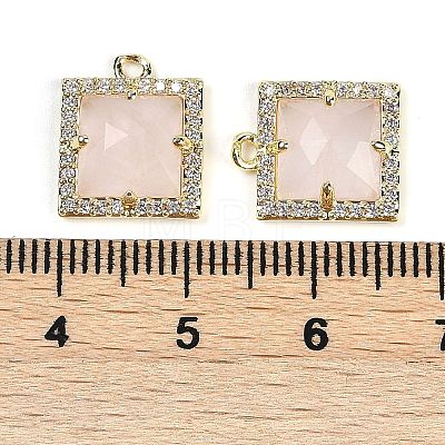 Natural Rose Quartz Faceted Square Charms G-I375-06G-05-1