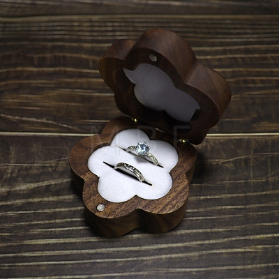 Flower Wood Wedding Ring Storage Boxes with Velvet Inside PW-WG57789-02-1