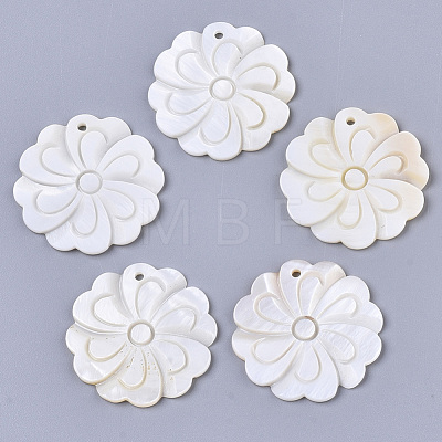 Natural Freshwater Shell Pendants SHEL-N026-30-1