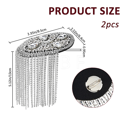 2Pcs Felt & Rhinestone & Iron Tassel Epaulettes AJEW-FH0009-07A-1