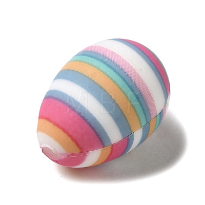 Easter Stripe Egg Silicone Focal Beads SIL-A006-18C-1