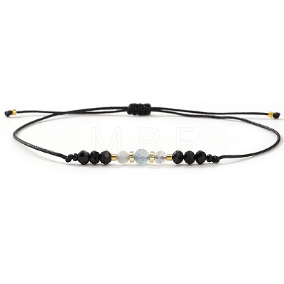 Natural Gemstone & Glass Beaded Braided Bead Bracelets WW1419-5-1