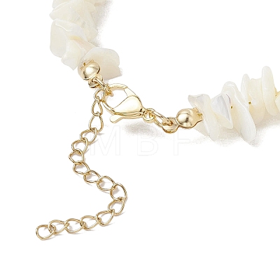 Natural White Mother of Pearl Shell Chip Bead Bracelets for Couple Friendship BJEW-JB11533-02-1