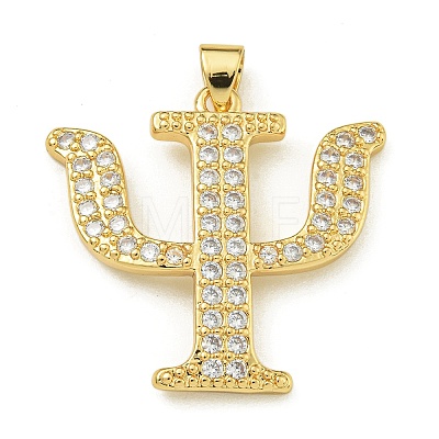 Rack Plating Brass Micro Pave Clear Cubic Zirconia Pendants KK-Z067-01G-02-1