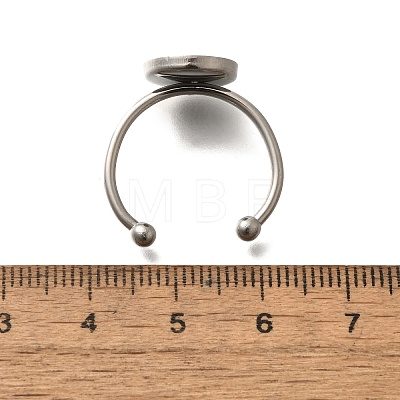 304 Stainless Steel Open Cuff Ring Components STAS-M057-01D-P-1