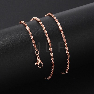 Brass Singapore Chains Necklaces for Women NJEW-D302-38RG-1