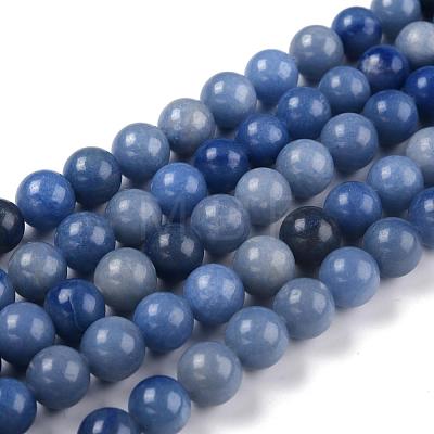 Round Natural Blue Aventurine Beads Strands G-R254-10mm-1