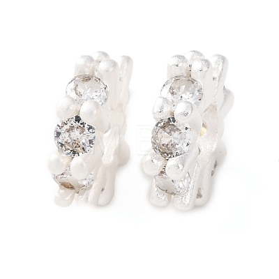 Brass Micro Pave Cubic Zirconia European Beads KK-C157-09B-S-1