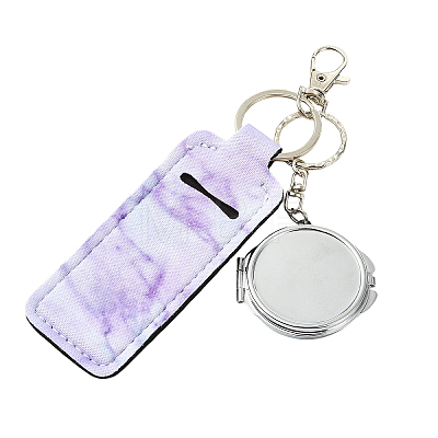 PU Leather & Iron Mirror Keychains HJEW-YW00545-03-1