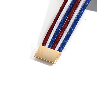 USA Flag Style Red Blue White Imitation Leather Cord Bracelets PW-WGCD218-01-1