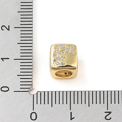 Brass Micro Pave Clear Cubic Zirconia European Beads KK-K368-01G-06-1