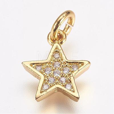 Brass Micro Pave Cubic Zirconia Charms ZIRC-G087-35G-1