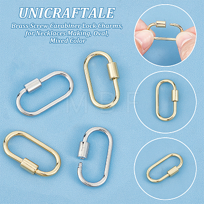 Unicraftale 4Pcs 2 Colors Brass Screw Carabiner Lock Charms KK-UN0002-03-1