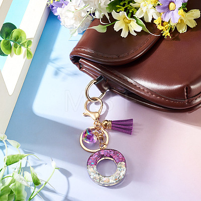 Alloy Resin Heart Keychains KEYC-TADJ0002-01G-O-1