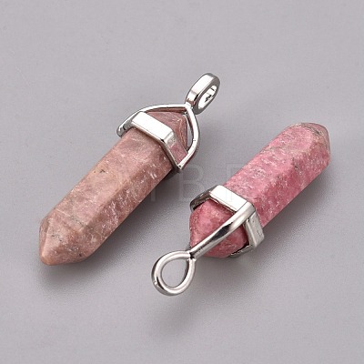 Natural Rhodonite Double Terminated Pointed Pendants G-J261-B04-1