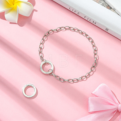 2Pcs 925 Sterling Silver Spring Gate Rings STER-SC0001-53-1