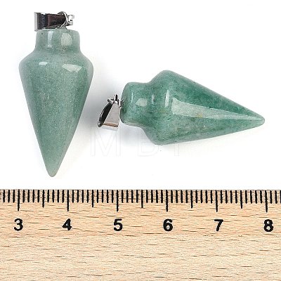 Natural Green Aventurine Gemstone Pointed Pendants G-K384-01P-01-1