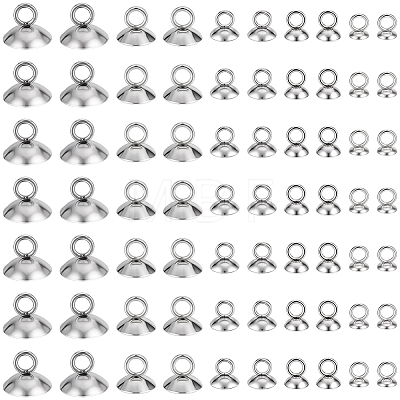 150Pcs 5 Styles 201 Stainless Steel Bead Cap Pendant Bails STAS-PA0001-05-1