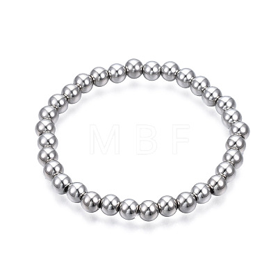 201 Stainless Steel Round Beaded Stretch Bracelet for Men Women BJEW-N017-163B-01-1