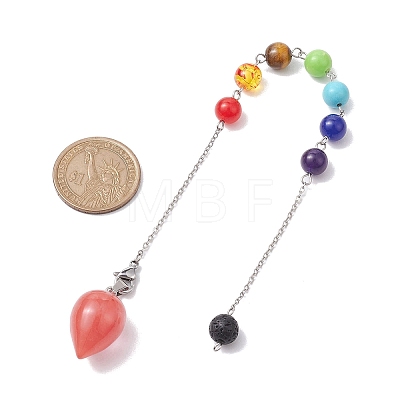 Chakra Synthetic & Natural Mixed Gemstone Pointed Dowsing Pendulums PALLOY-JF02608-01-1