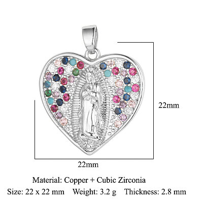 Brass Micro Pave Colorful Cubic Zirconia Pendants ZIRC-OY001-04P-1