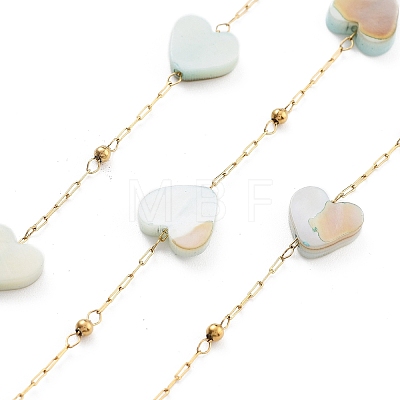 Handmade Heart Natural Shell Beaded Chains CHS-P019-05G-1