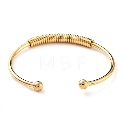 Ion Plating(IP) 304 Stainless Steel Cuff Bangles for Women BJEW-M310-02G-1