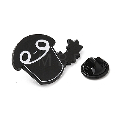Black Cat with Cup Alloy Enamel Brooch JEWB-E022-04EB-06-1