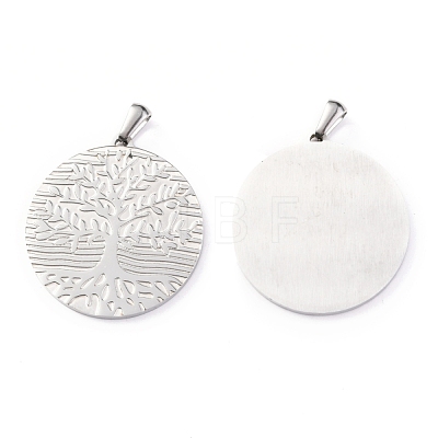 Flat Round with Tree of Life 304 Stainless Steel Pendants X-STAS-F016-02P-1