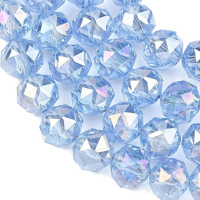 Electroplate Transparent Glass Beads Strands GLAA-H040-01C-1