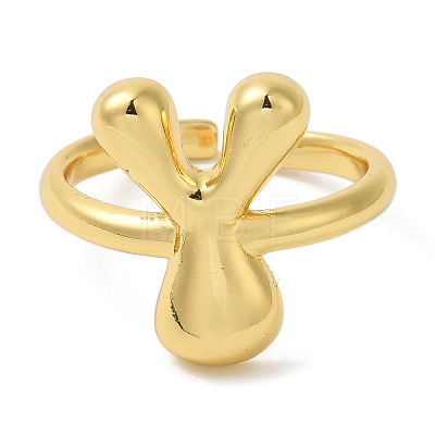 Initials Brass Open Cuff Ring for Women RJEW-N046-02Y-G-1