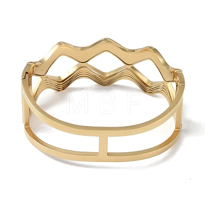 304 Stainless Steel Hollow Wavy Hinged Bangles for Women BJEW-U002-14G-1